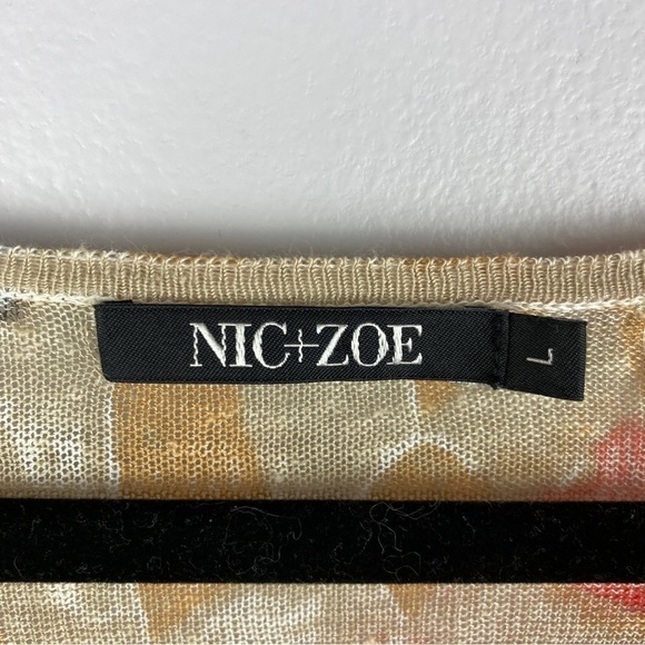 NIC + Zoe Cream Linen Blend Ombre Long Sleeve Top Large - Picture 5 of 10